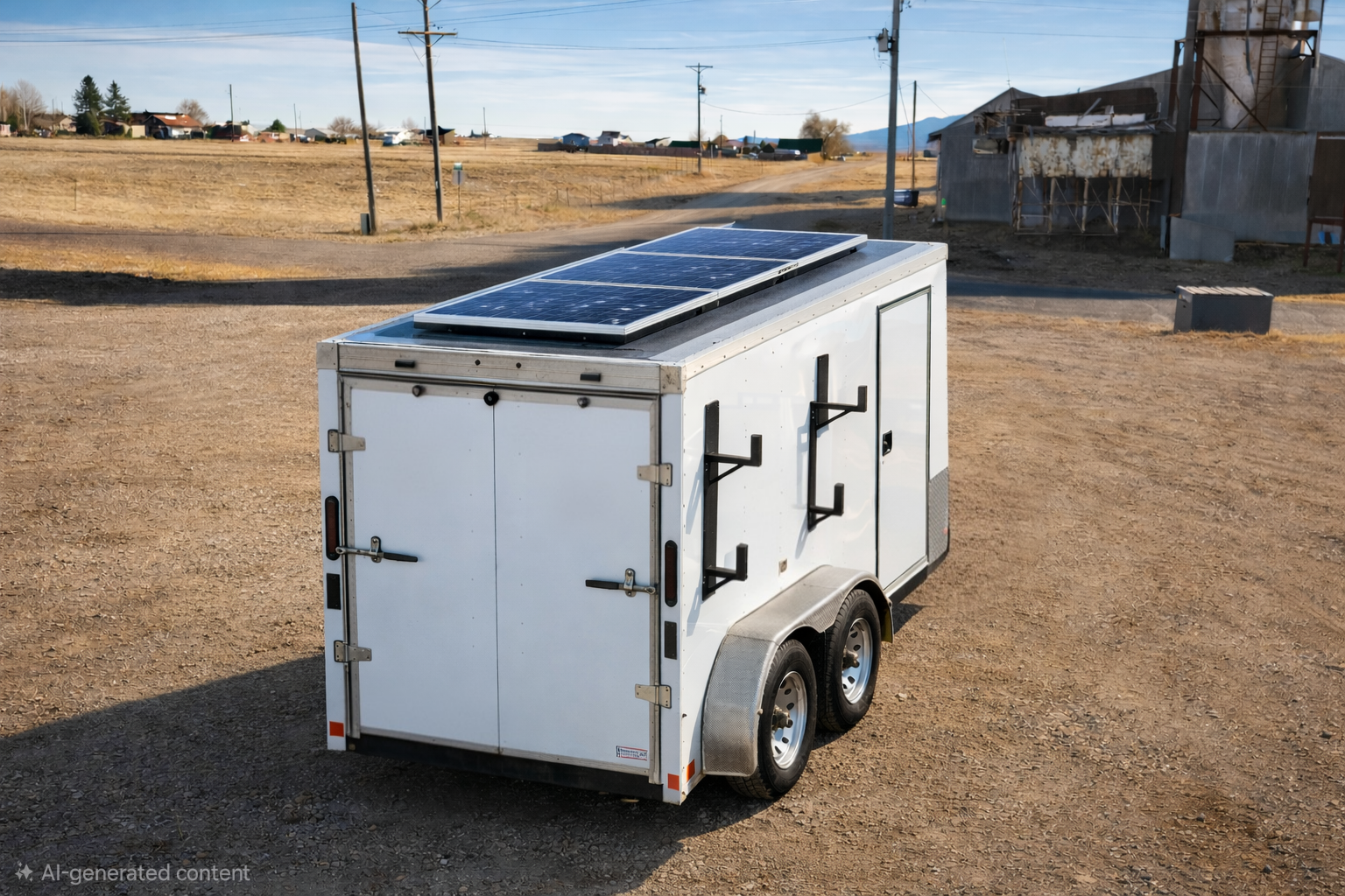 Mobile solar trailer on construction site
